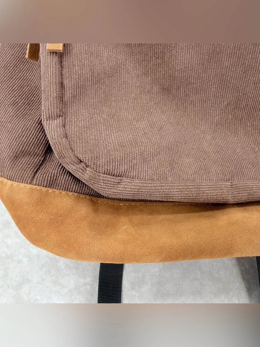 Wrangler Brown and Black Canvas Backpack with Tan Suede Base